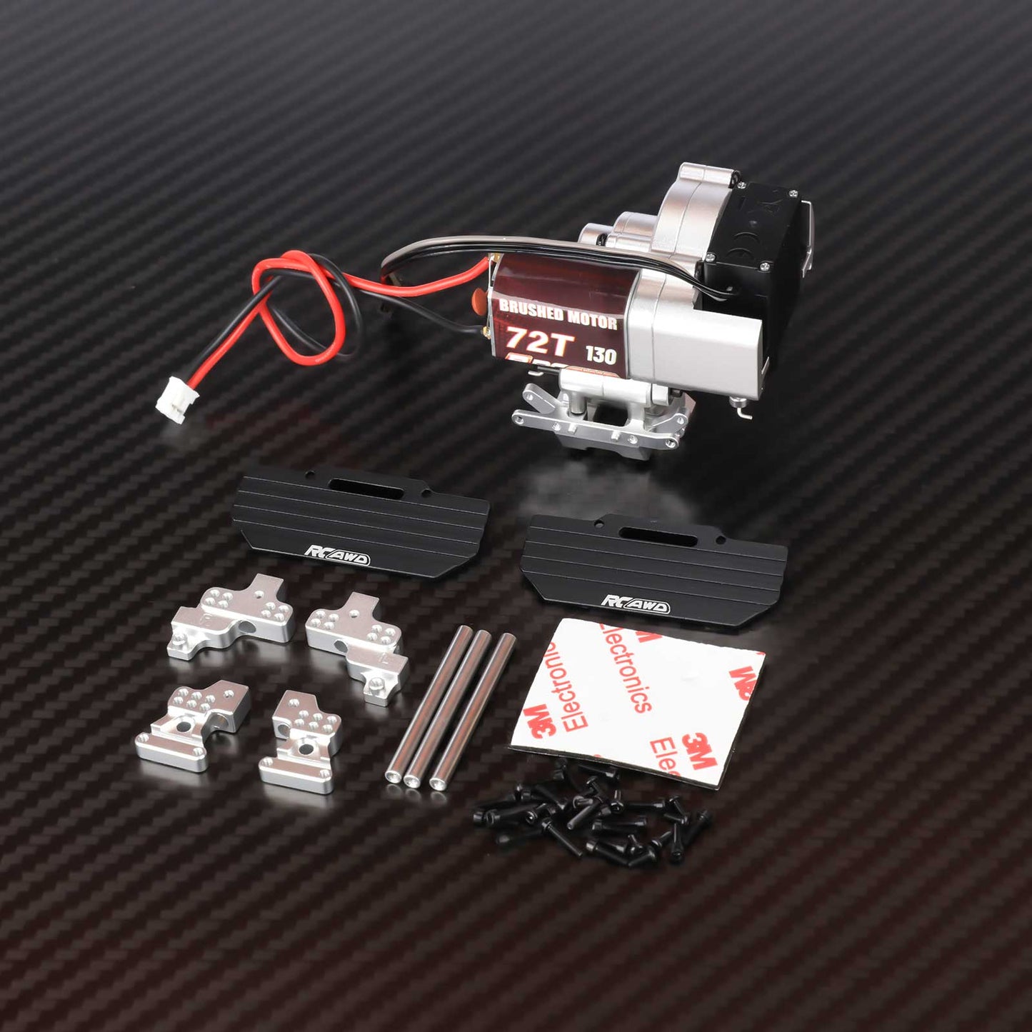 RCAWD AXIAL SCX24 130 57T Motor Set / Silver RCAWD SCX24 130 72T Motor 2 Speed Transmission Metal Gearbox Set