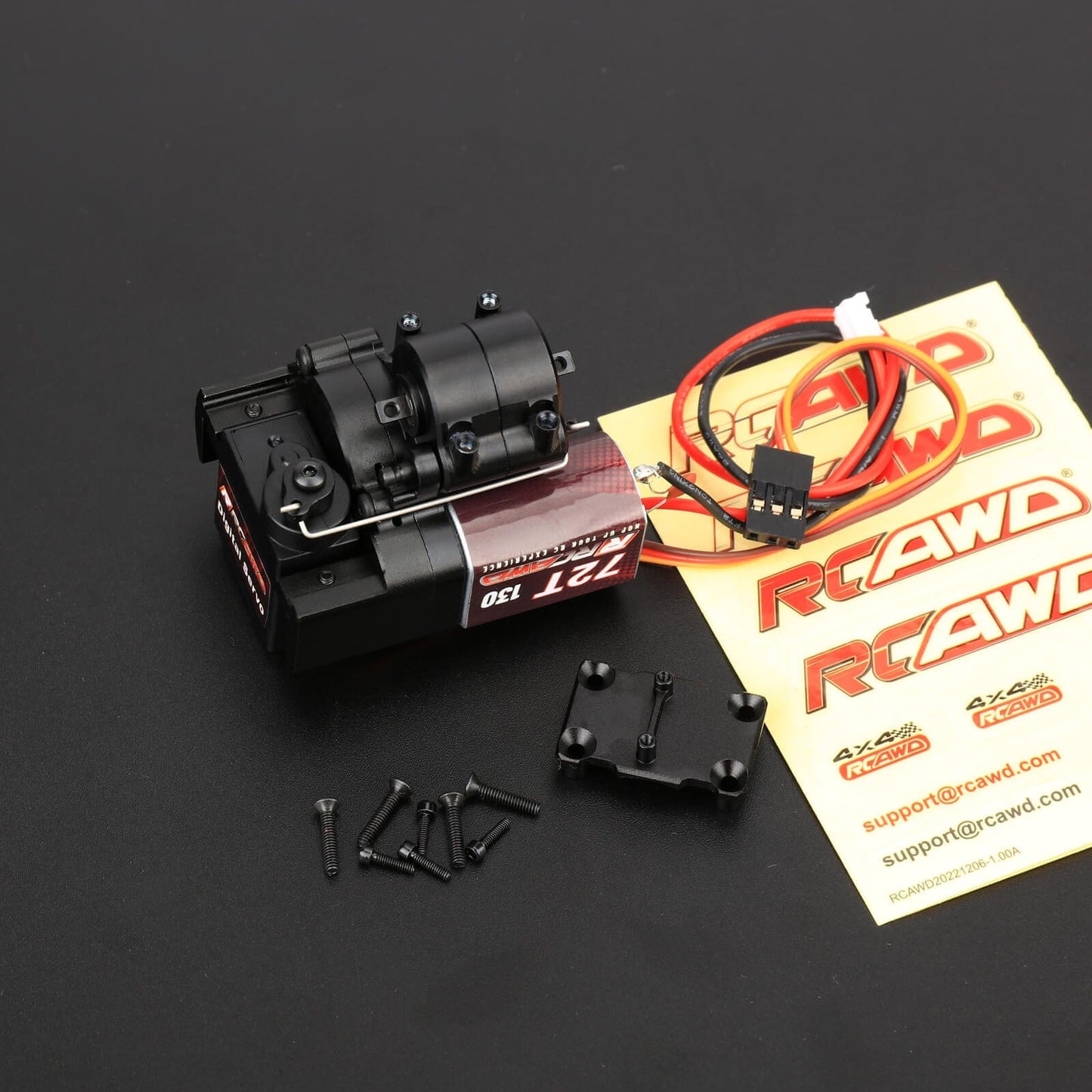 RCAWD AXIAL SCX24 Only Motor & Gearbox / Black RCAWD SCX24 Motor Upgrades 72T 130 Motor with 2 speed Transmission Gearbox and Mounts Set