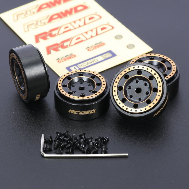 RCAWD 4PCS 1.0'' 31X13mm Full Brass Wheel Set for 1/24 SCX24 RC Crawlers - RCAWD