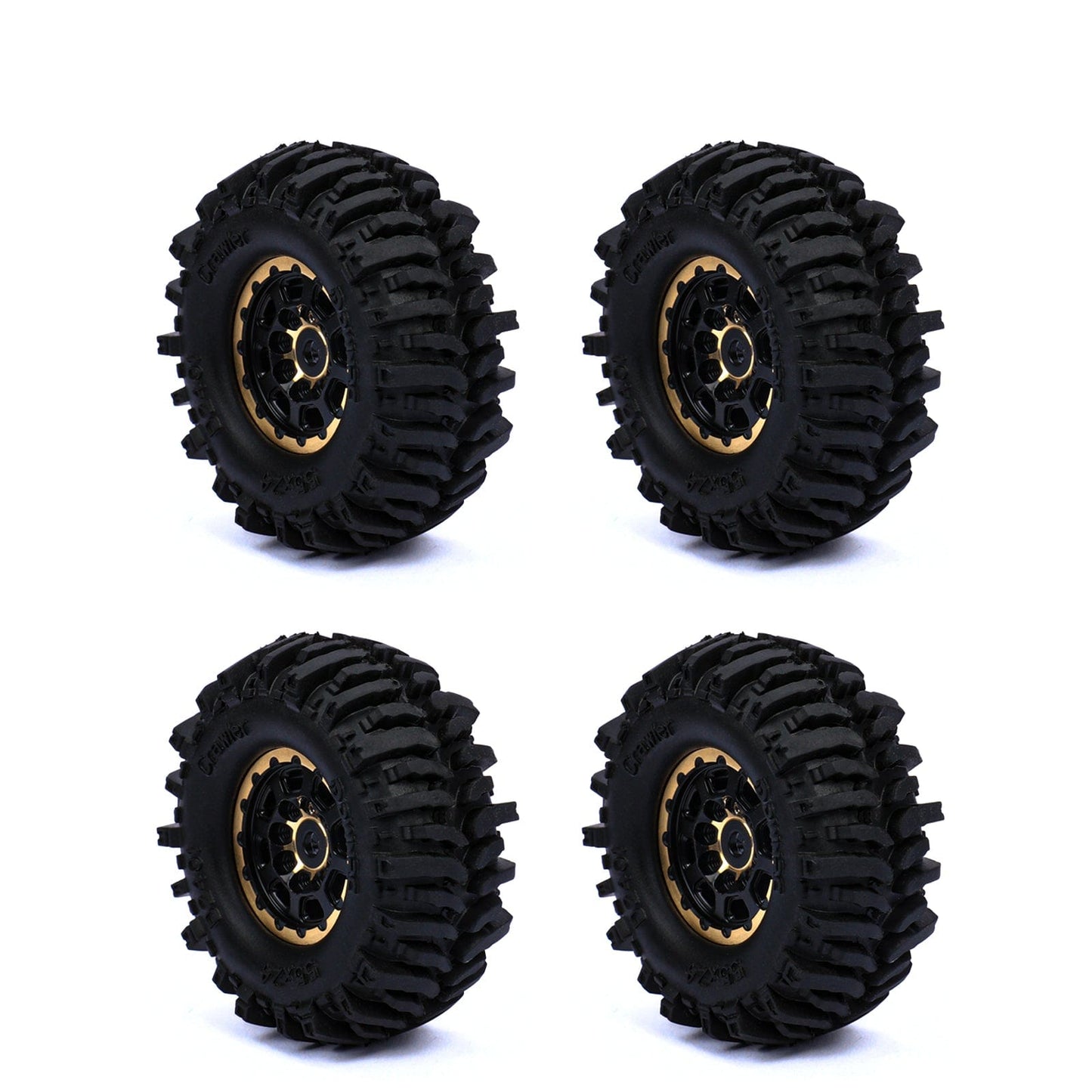 RCAWD AXIAL SCX24 Wheels and Tires Set RCAWD 1.0'' Brass Beadlock Wheels and Mud Tires Set for SCX24 Crawler Car