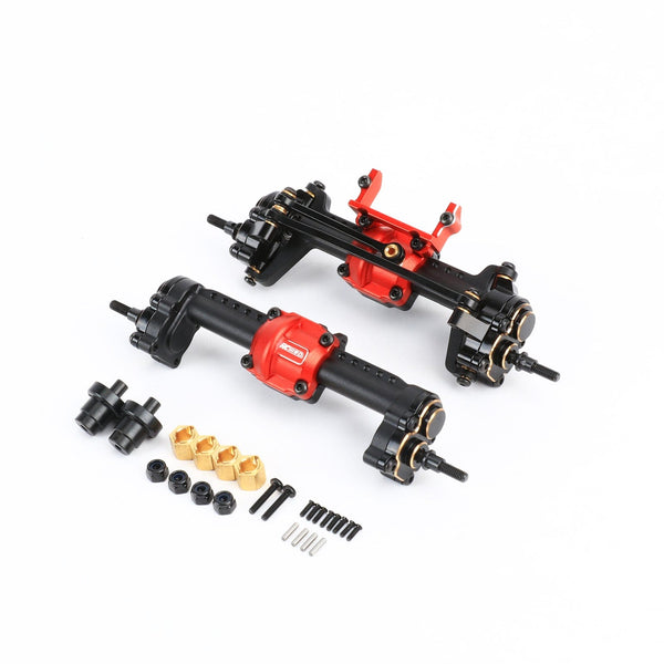 RCAWD FMS FCX24 Black RCAWD Aluminum F/R Differential Portal Axles Complete Set for FCX24 Upgrades