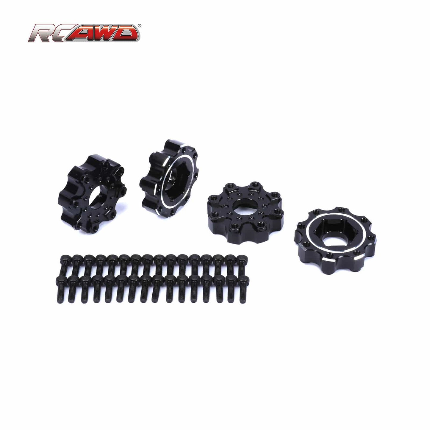 RCAWD UNIHEX UNIHEX RC Wheel Hex Adapter 1/8 8x32 to 17mm ZERO Offset Aluminum Hex Adapters for Pro-line Narrow 3.8" Tires Black
