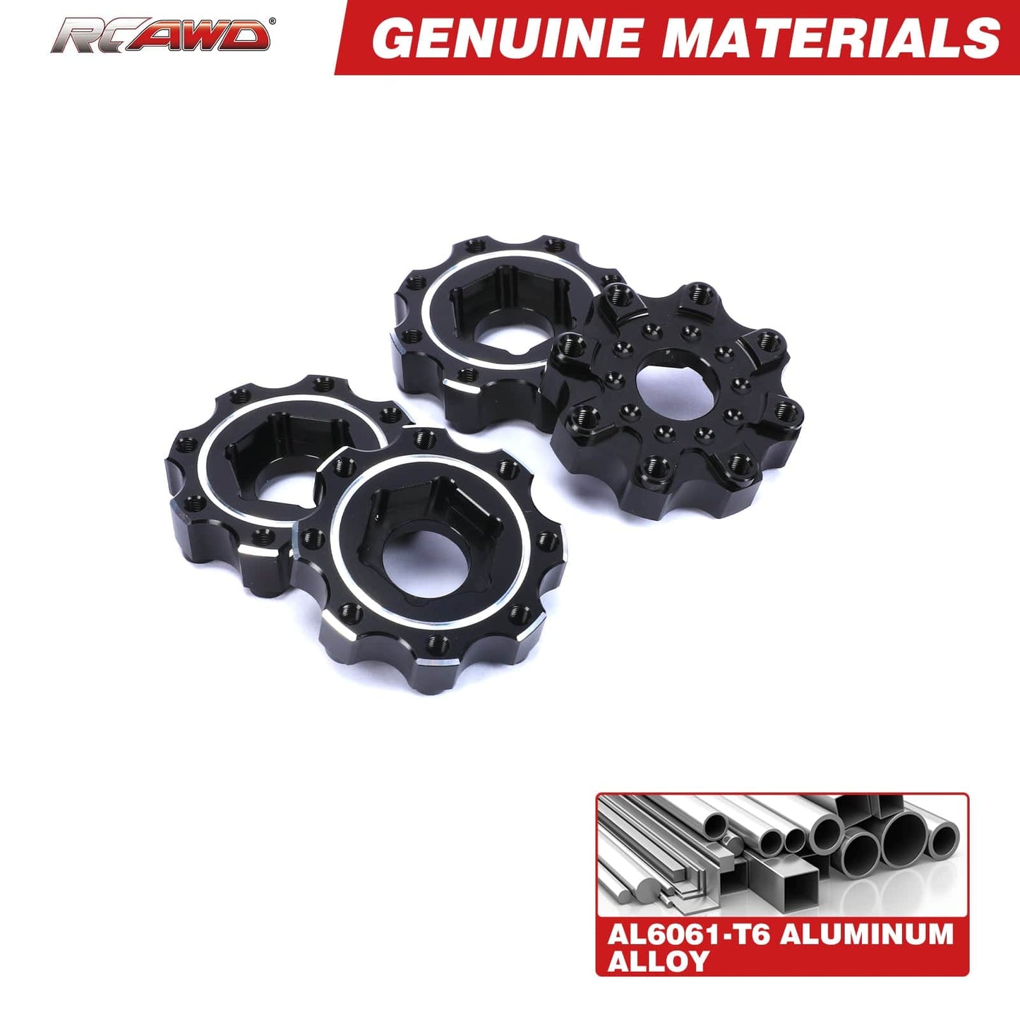 RCAWD UNIHEX UNIHEX RC Wheel Hex Adapter 1/8 8x32 to 17mm ZERO Offset Aluminum Hex Adapters for Pro-line Narrow 3.8" Tires Black
