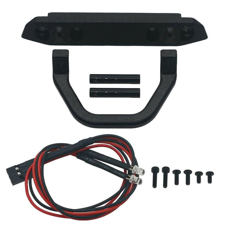 RCAWD AXIAL UPGRADE PARTS BLACK RCAWD alloy front bumper With car light set for Axial 1/24 SCX24 crawler