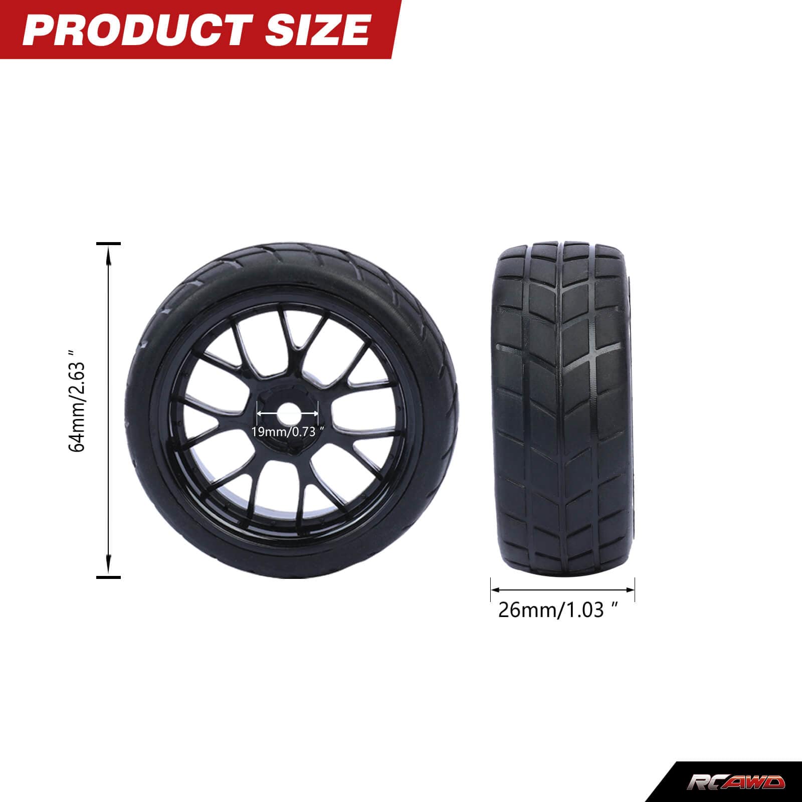 1/10 Pre - glued RC Wheel Tires for RC Rally Car RC On - road Car - RCAWD