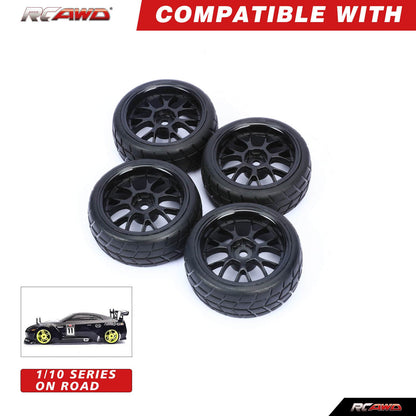 1/10 Pre - glued RC Wheel Tires for RC Rally Car RC On - road Car - RCAWD