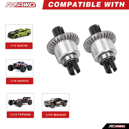 RCAWD ARRMA Grom 30T Front Rear Oil Filled Differential Assembly Silver