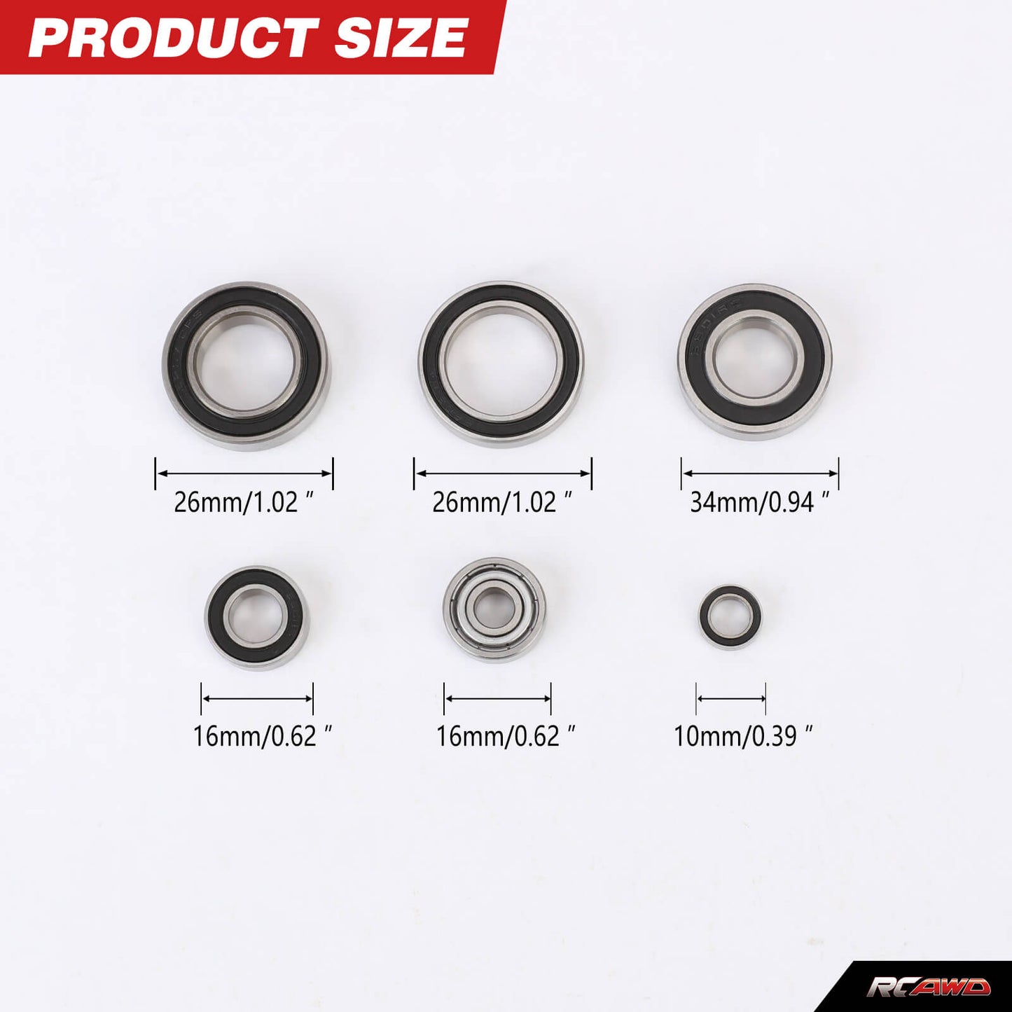 RCAWD Arrma 1/5 Kraton Outcast 8S Bearing Set