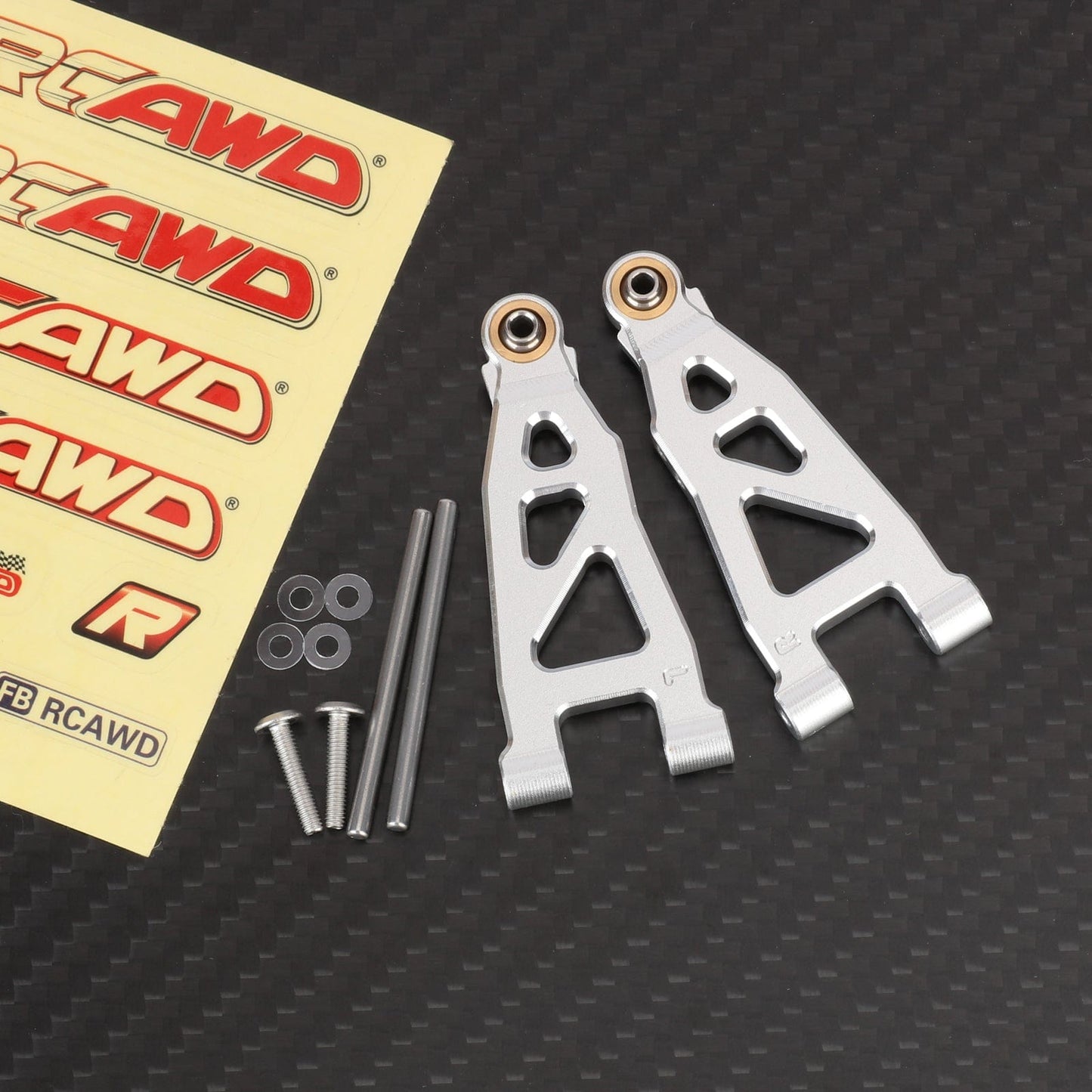 RCAWD 1/12 Losi 2S AWD Upgrade Parts Front Lower Suspension Arm / Silver RCAWD Arrma Mojave Grom Front Rear Suspension Arms Set with Rear Stub Axle Carriers Steering Knuckles