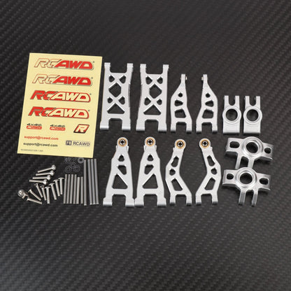 RCAWD 1/12 Losi 2S AWD Upgrade Parts Front Rear Suspension Arm / Silver RCAWD Arrma Mojave Grom Front Rear Suspension Arms Set with Rear Stub Axle Carriers Steering Knuckles