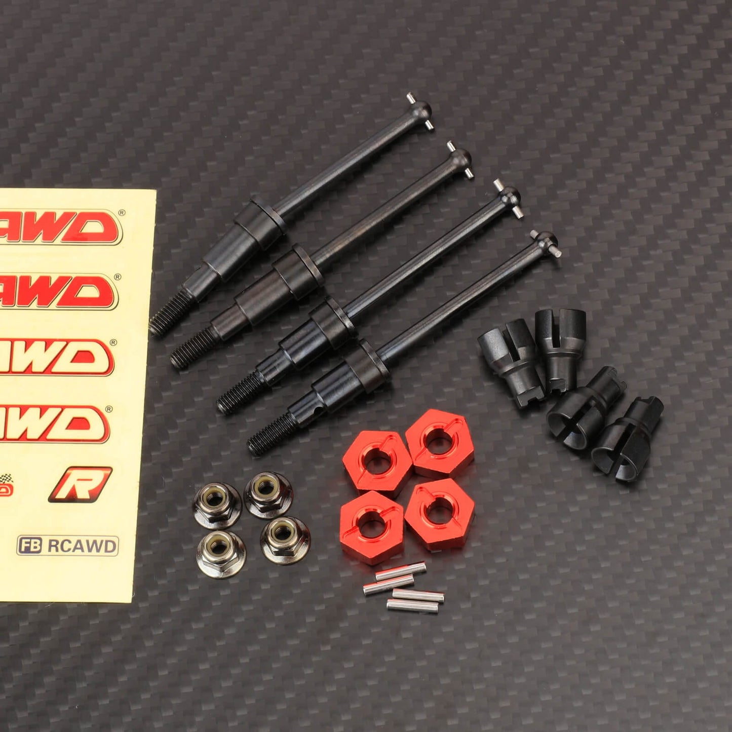 RCAWD 1/12 Losi 2S AWD Upgrade Parts Full Set RCAWD 74MM 40CrMo Front Rear CVD Drive Shafts Set for Arrma Mojave Losi Nascar Upgrade Parts