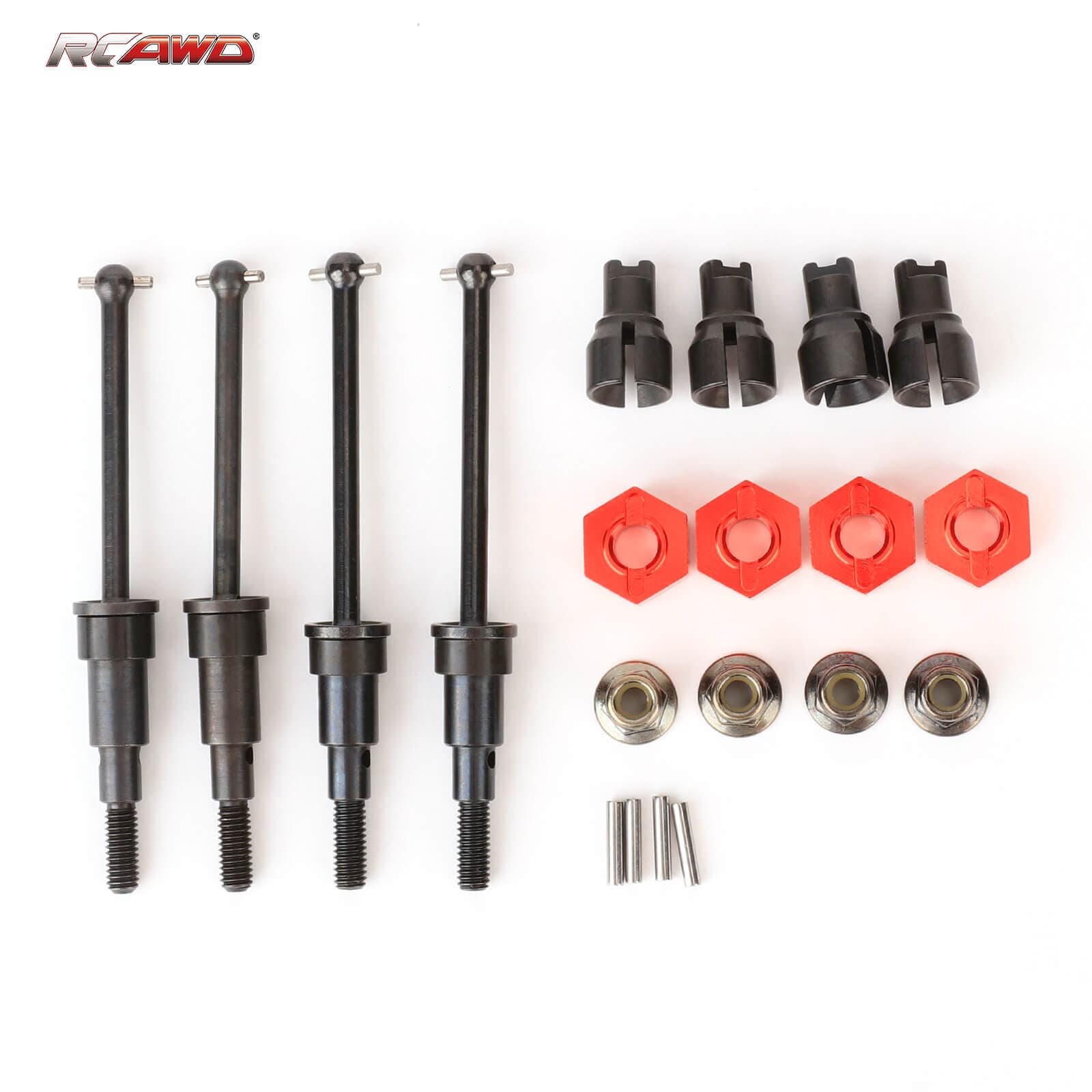 RCAWD 1/12 Losi 2S AWD Upgrade Parts RCAWD 74MM 40CrMo Front Rear CVD Drive Shafts Set for Arrma Mojave Losi Nascar Upgrade Parts