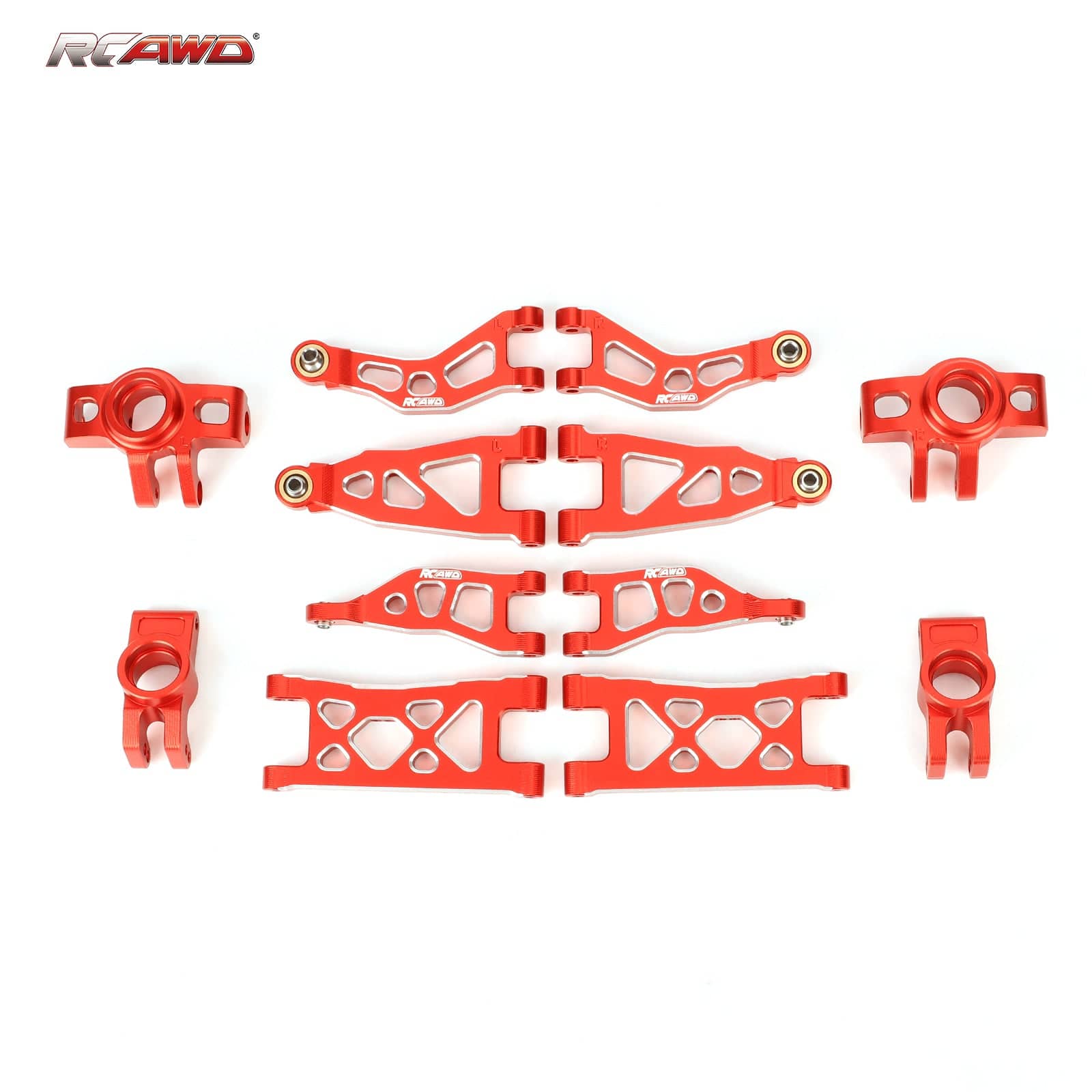 RCAWD 1/12 Losi 2S AWD Upgrade Parts RCAWD Arrma Mojave Grom Front Rear Suspension Arms Set with Rear Stub Axle Carriers Steering Knuckles