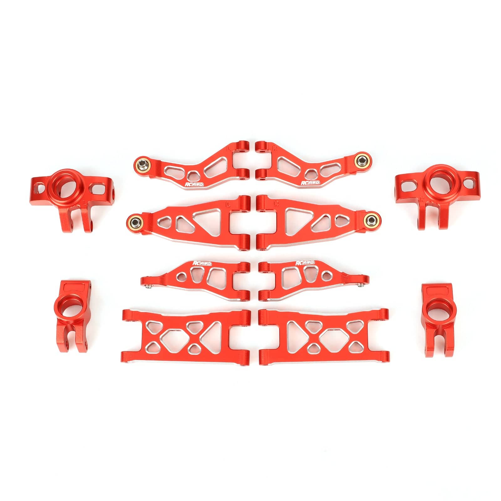 RCAWD 1/12 Losi 2S AWD Upgrade Parts RCAWD Arrma Mojave Grom Front Rear Suspension Arms Set with Rear Stub Axle Carriers Steering Knuckles