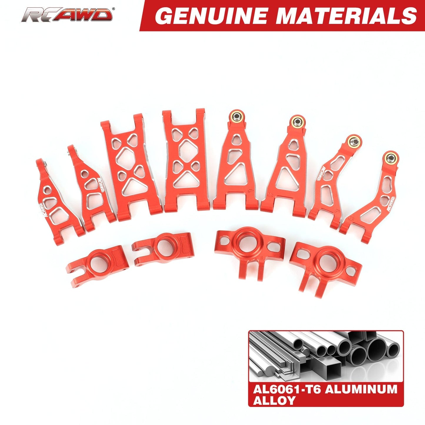 RCAWD 1/12 Losi 2S AWD Upgrade Parts RCAWD Arrma Mojave Grom Front Rear Suspension Arms Set with Rear Stub Axle Carriers Steering Knuckles