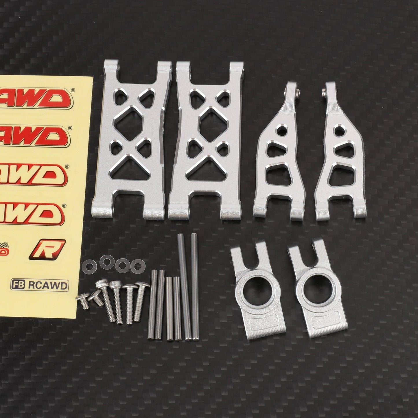 RCAWD 1/12 Losi 2S AWD Upgrade Parts Rear Suspension Arm / Silver RCAWD Arrma Mojave Grom Front Rear Suspension Arms Set with Rear Stub Axle Carriers Steering Knuckles