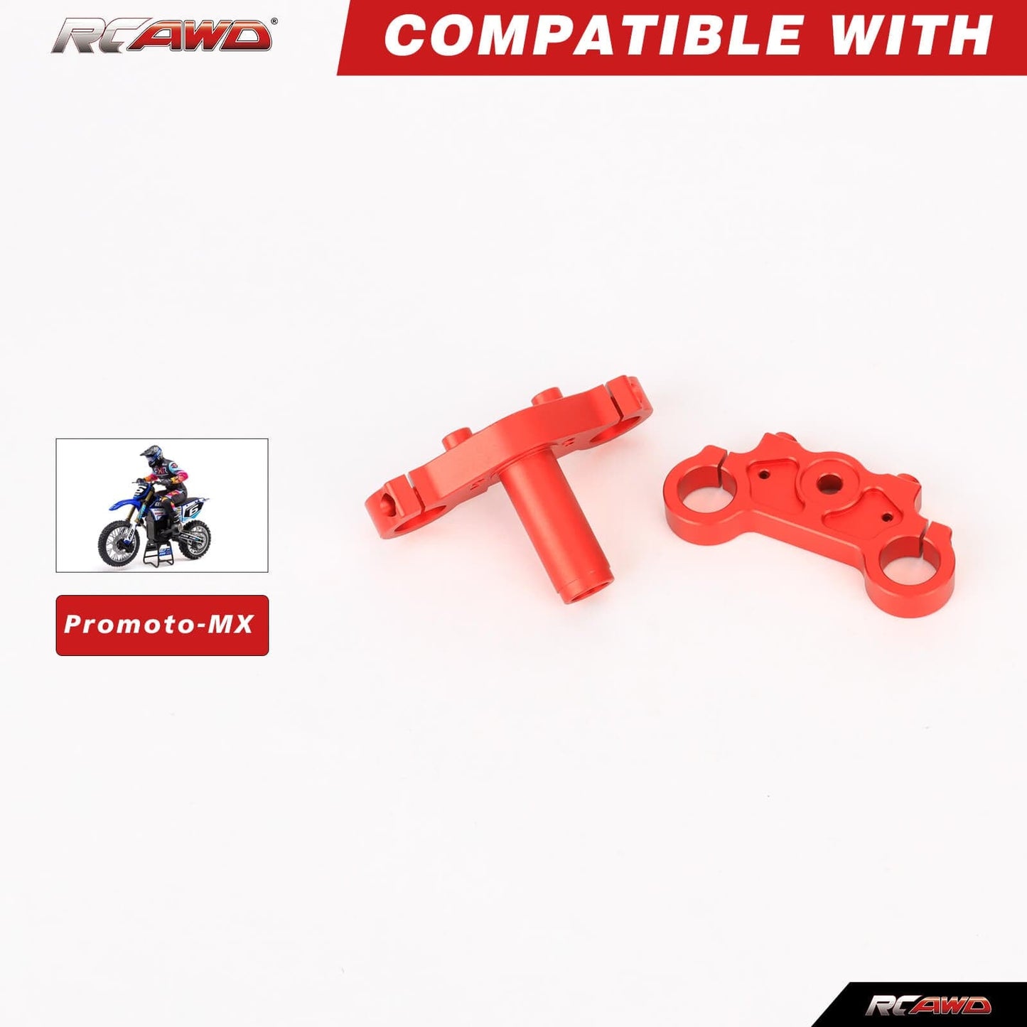 RCAWD 1/4 Losi Promoto-MX upgrades parts RCAWD Aluminum Triple Clamp Set for Losi 1/4 Promoto-MX Motorcycle