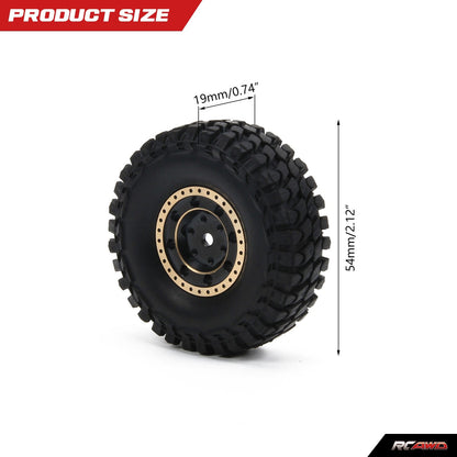 RCAWD 1.0" Brass Beadlock Wheels with 54*19mmTires - RCAWD