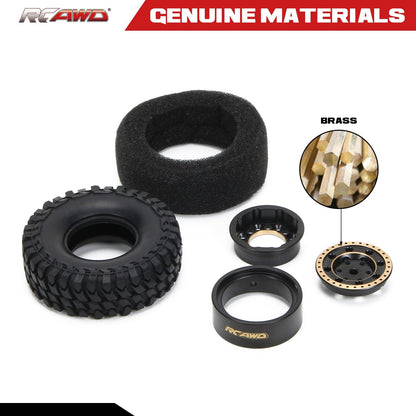 RCAWD 1.0" Brass Beadlock Wheels with 54*19mmTires - RCAWD