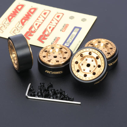 RCAWD 1.0" Brass Wheels 31X13mm for 1/24 SCX24 RC Crawlers - RCAWD