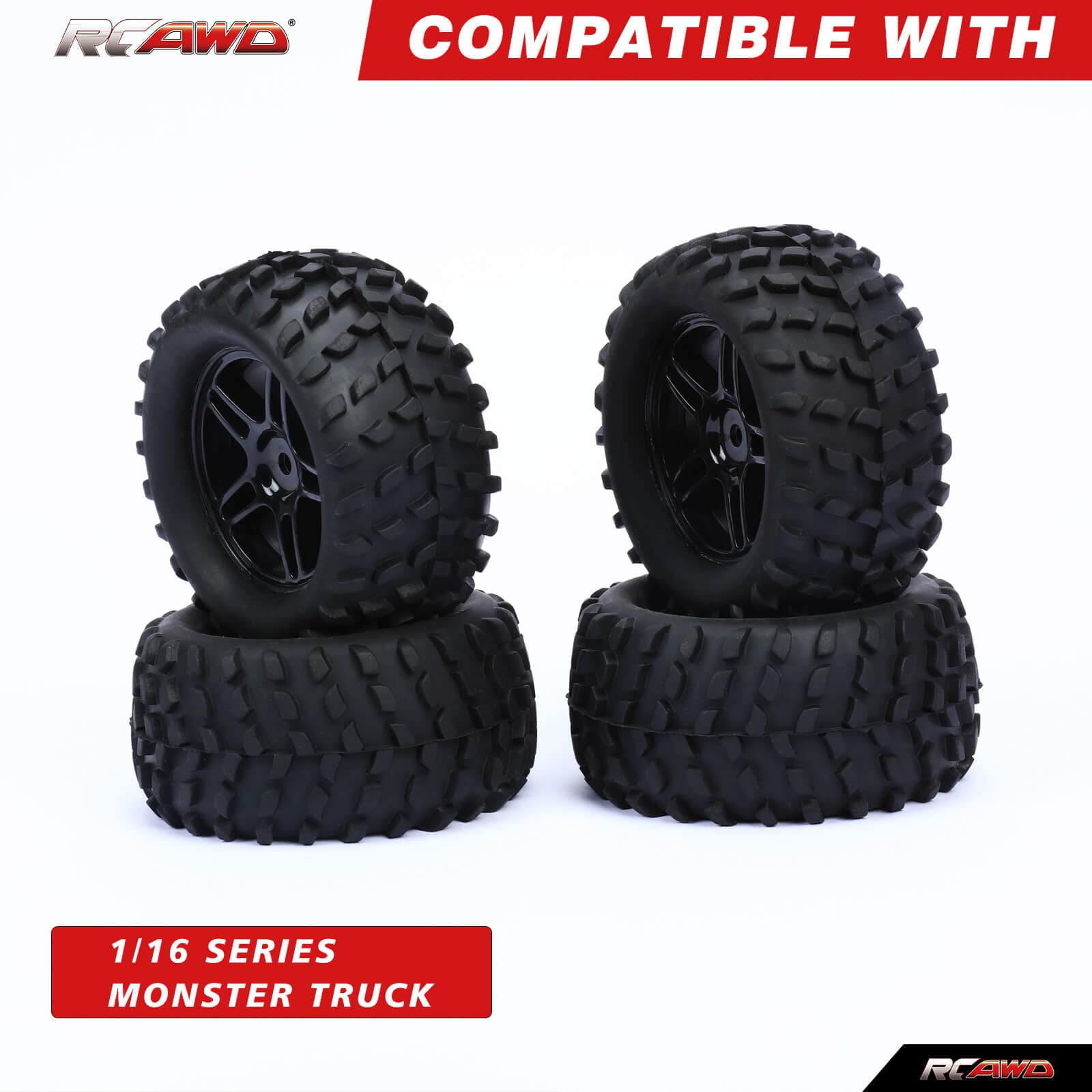 RCAWD 1/16 RC Tires Pre - glued for MJX Hyper go RC truck LG - 007BL LG - 008BL - RCAWD