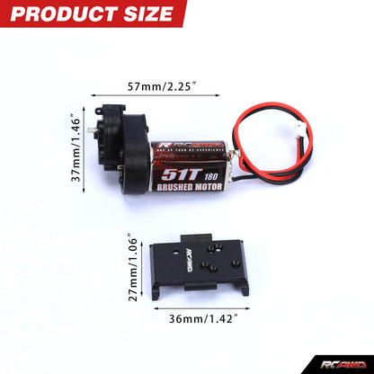 RCAWD 1/18 HobbyPlus CR18P Upgrades 180 Motor 51T Metal Gearbox Combo Transmission 240301 - RCAWD