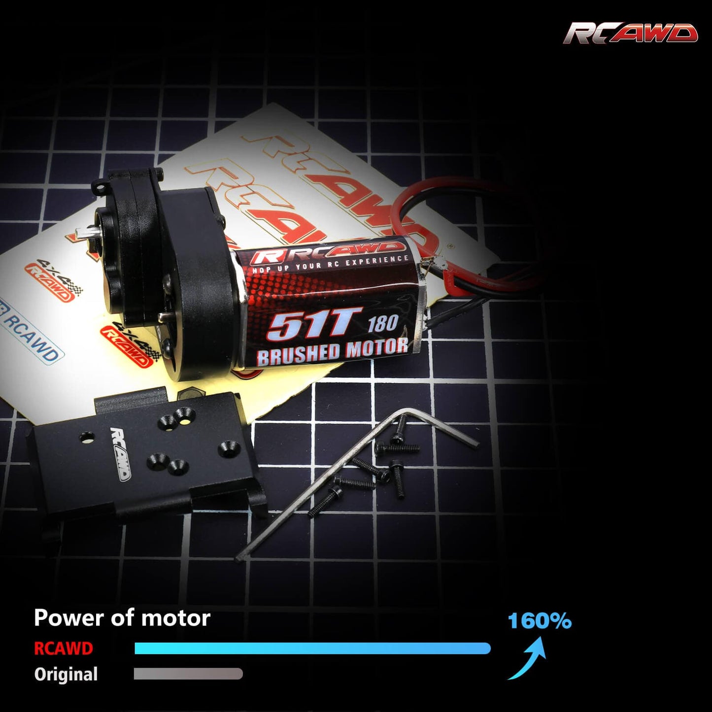 RCAWD 1/18 HobbyPlus CR18P Upgrades 180 Motor 51T Metal Gearbox Combo Transmission 240301 - RCAWD