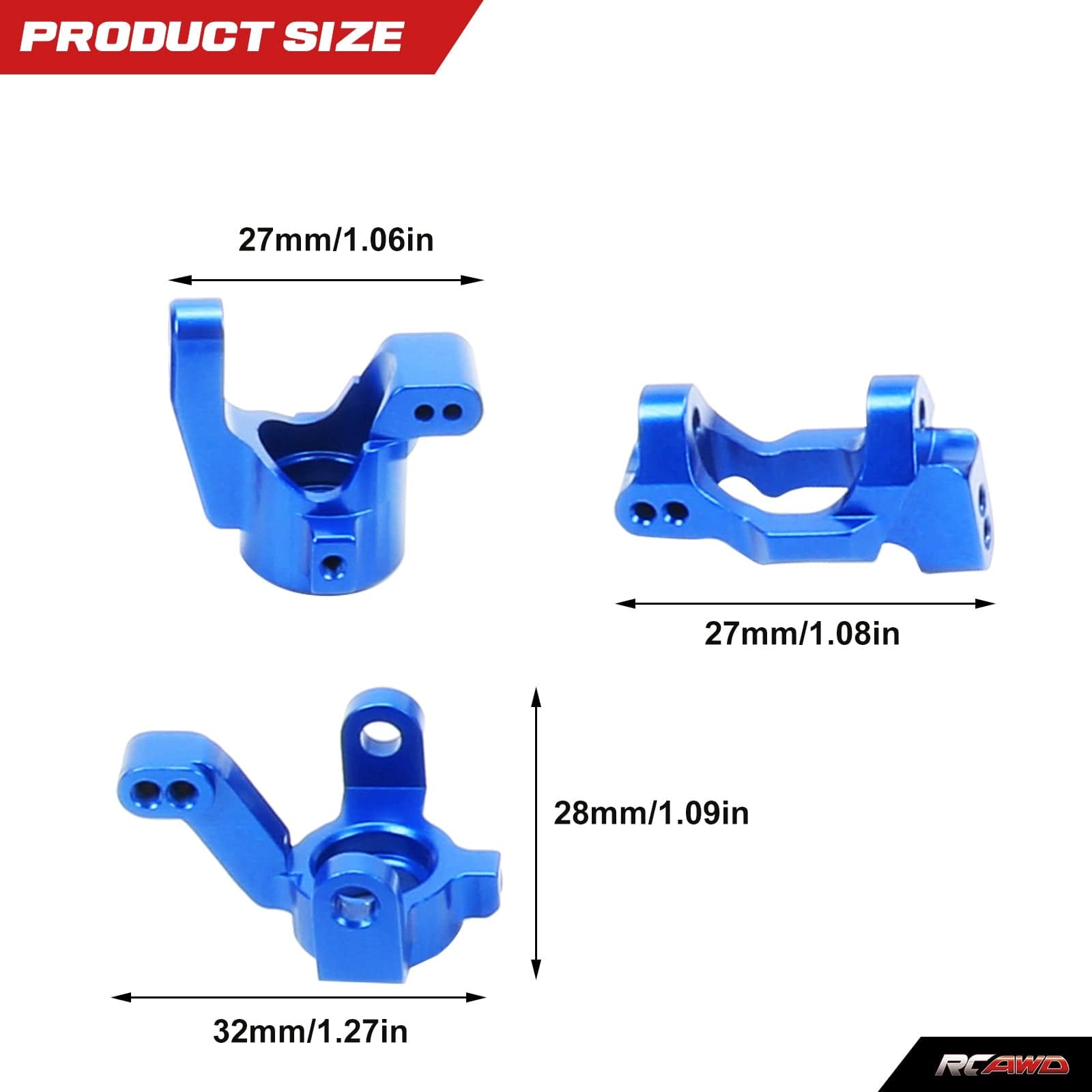 RCAWD 1/18 Traxxas Latrax Aluminum Steering Blocks & Carriers Stub Axle & Caster blocks (c - hubs) Set - RCAWD