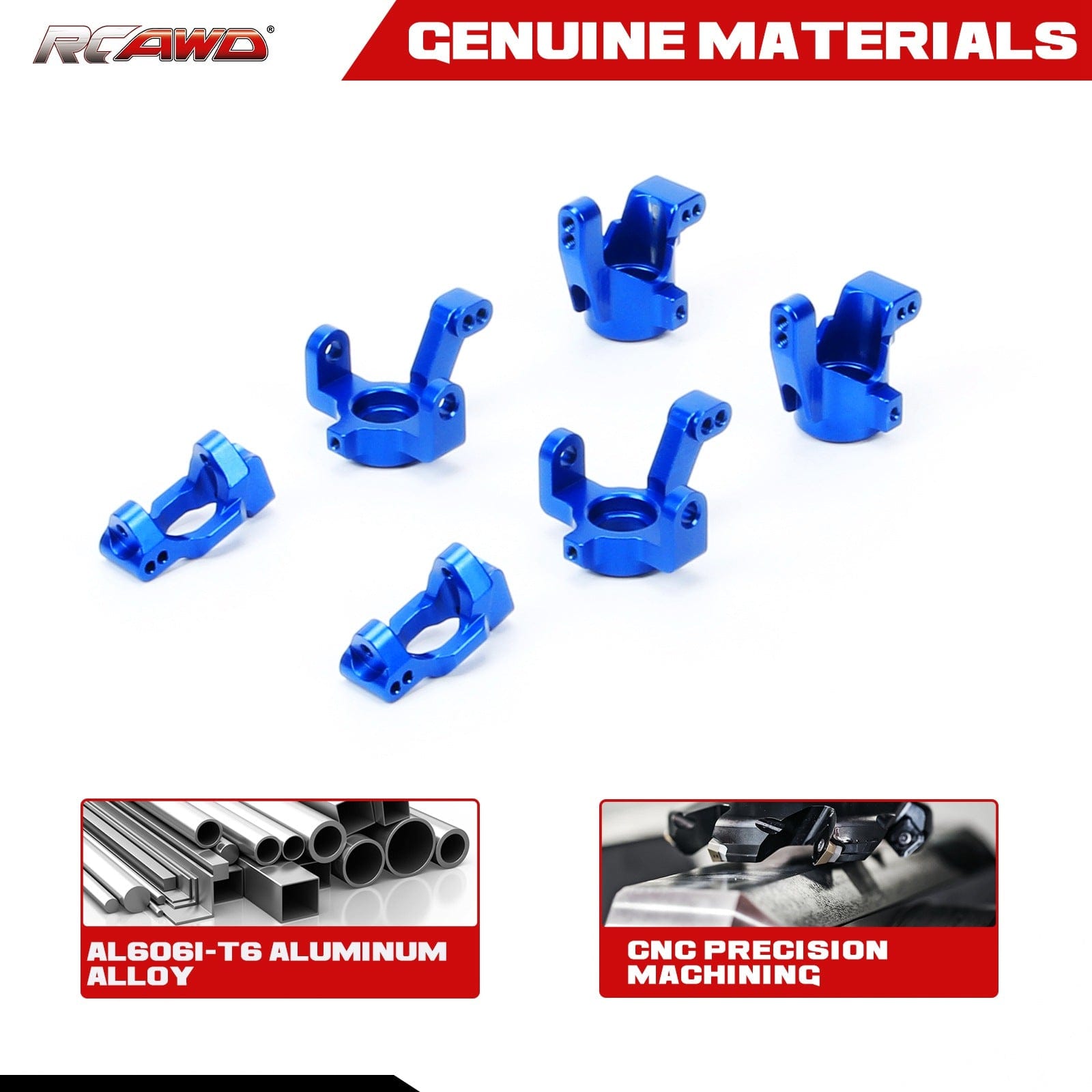 RCAWD 1/18 Traxxas Latrax Aluminum Steering Blocks & Carriers Stub Axle & Caster blocks (c - hubs) Set - RCAWD