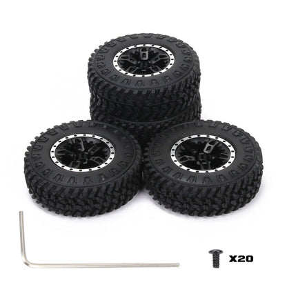 RCAWD 1.3" Aluminum Beadlock Wheel Rubber Tires Set 5 Spoke 55mm for SCX24 FCX24 RC Crawler - RCAWD