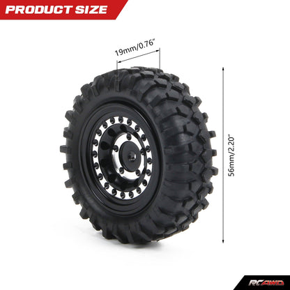 RCAWD 1.3" beadlock wheels with 56*19mm Tires for FMS FCX24 and 1/18 RC Crawlers - RCAWD