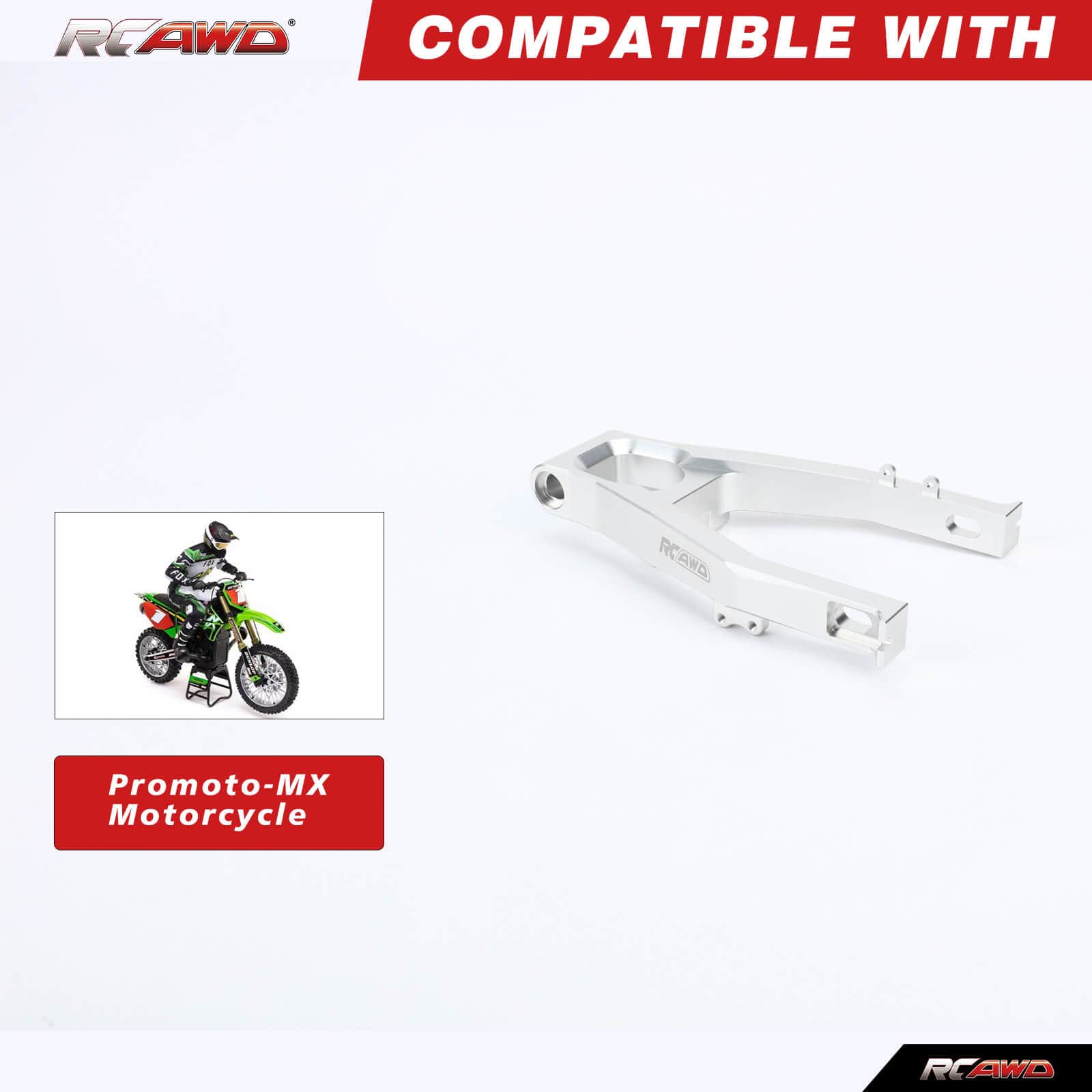 RCAWD 1/4 Losi Promoto - MX Upgrades Rear Aluminum Swing Arm for losi Motorcycle LOS364000S - RCAWD