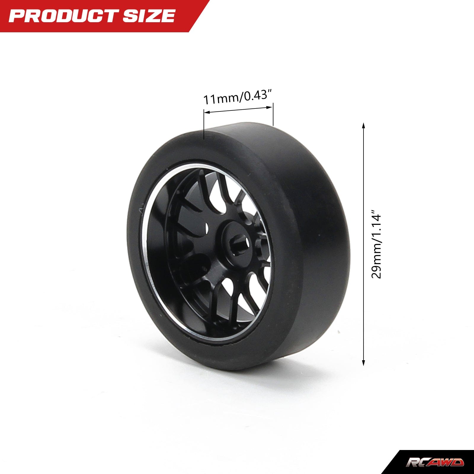 RCAWD 29*11mm RC Alloy Dirft Rim Wheel Drift Tires for 1/28 Wltoys K969 K989 P929, kyosho mini - Z mini - Q mini - D - RCAWD