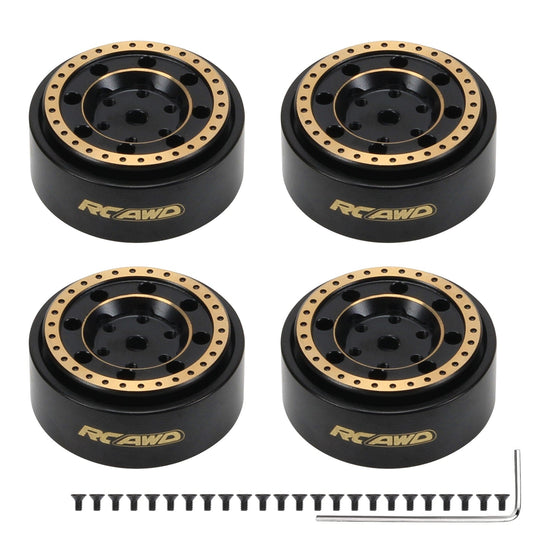 RCAWD 4PCS 1.0" 31X13mm Full Brass Wheel Set for 1/24 SCX24 RC Crawlers - RCAWD