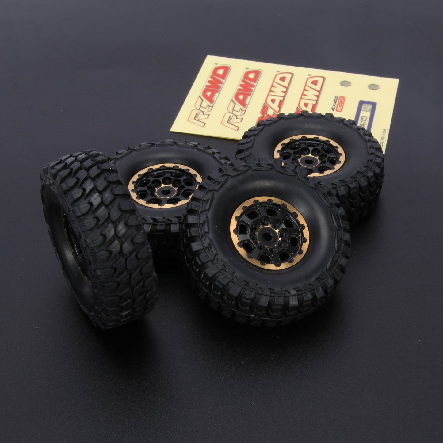 RCAWD 4pcs 1.0" Brass Beadlock Wheels with 54*19mm Tires for SCX24 RC Crawler - RCAWD