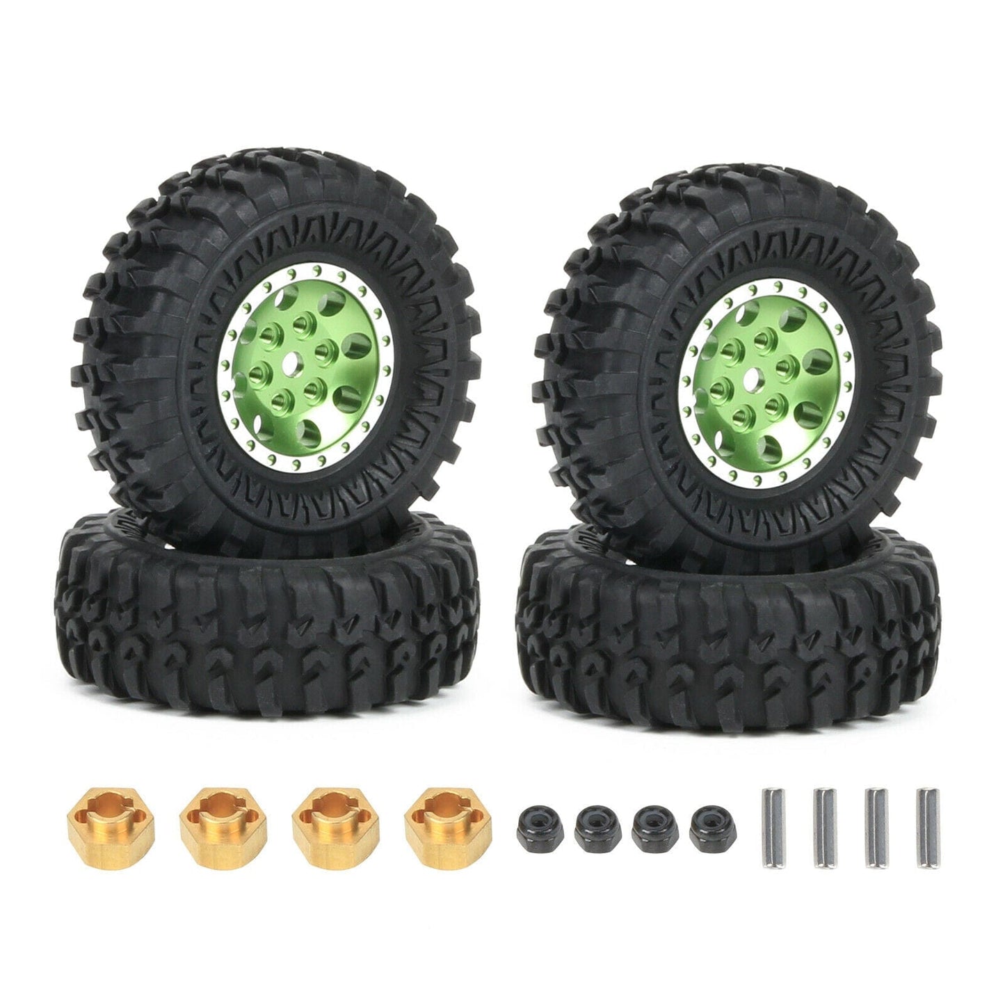 RCAWD 4pcs 55*20mm Wheel Rubber Tire for Axial 1 - 24 SCX24 Panda Tetra Etc Crawlers - RCAWD