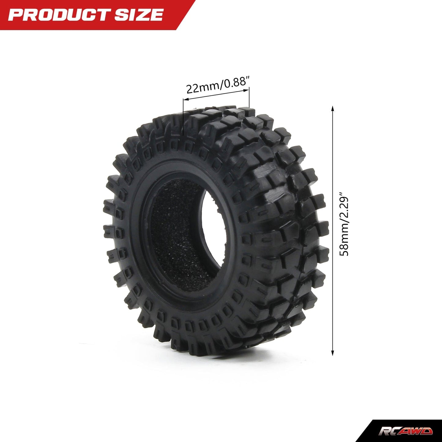 RCAWD 4pcs 58*22mm rubber tire for FMS FCX24 1 - 24 crawlers - RCAWD