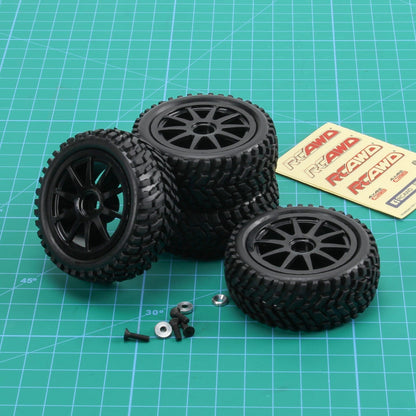 RCAWD 4pcs 75*31mm Wheel Rim & Rubber Tire for Axial 1/18 Yeti Jr. Can - Am Maverick - RCAWD