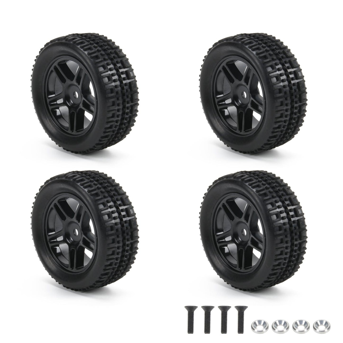 RCAWD 4pcs 75*31mm Wheel Rim & Rubber Tire for Axial 1/18 Yeti Jr. Can - Am Maverick - RCAWD