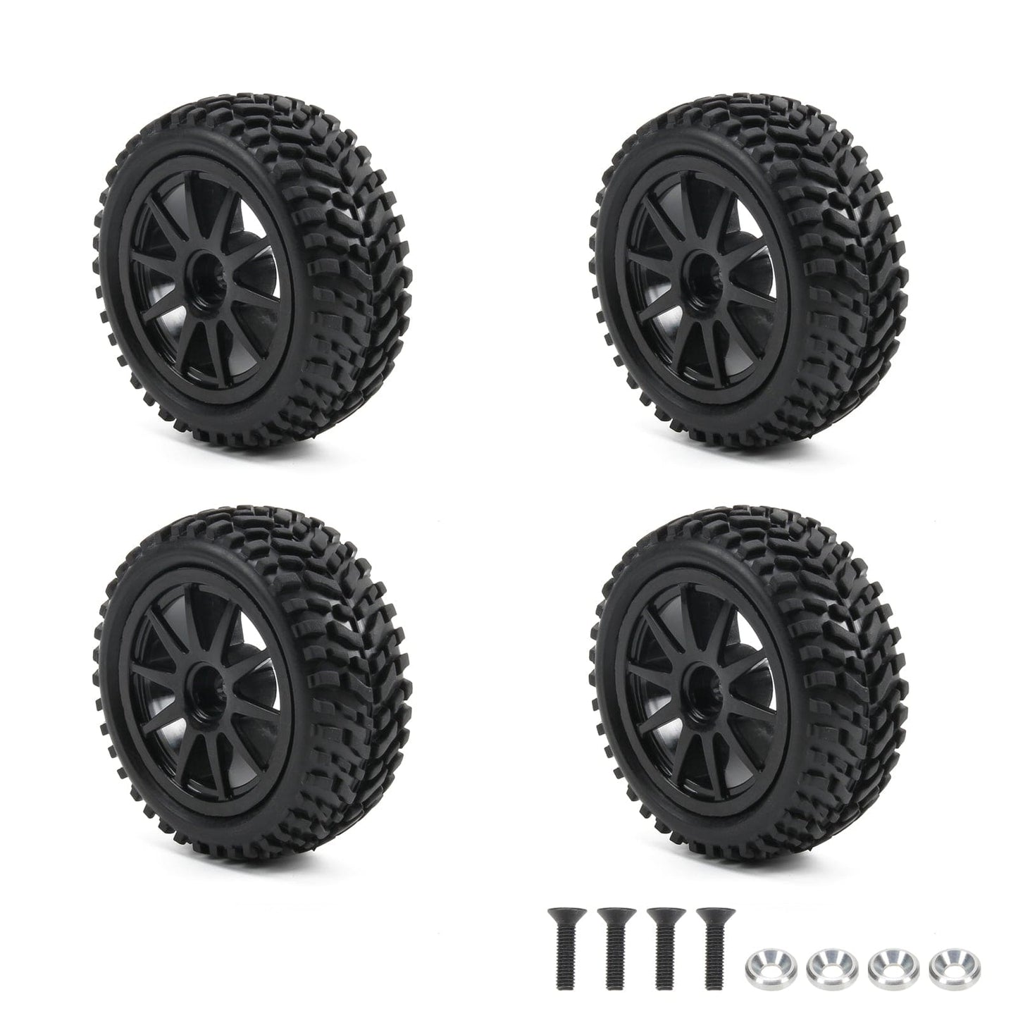 RCAWD 4pcs 75*31mm Wheel Rim & Rubber Tire for Axial 1/18 Yeti Jr. Can - Am Maverick - RCAWD