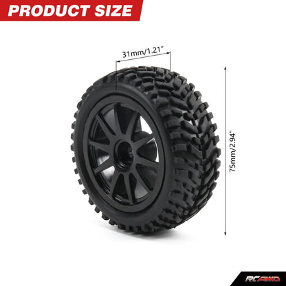 RCAWD 4pcs 75*31mm Wheel Rim & Rubber Tire for Axial 1/18 Yeti Jr. Can - Am Maverick - RCAWD