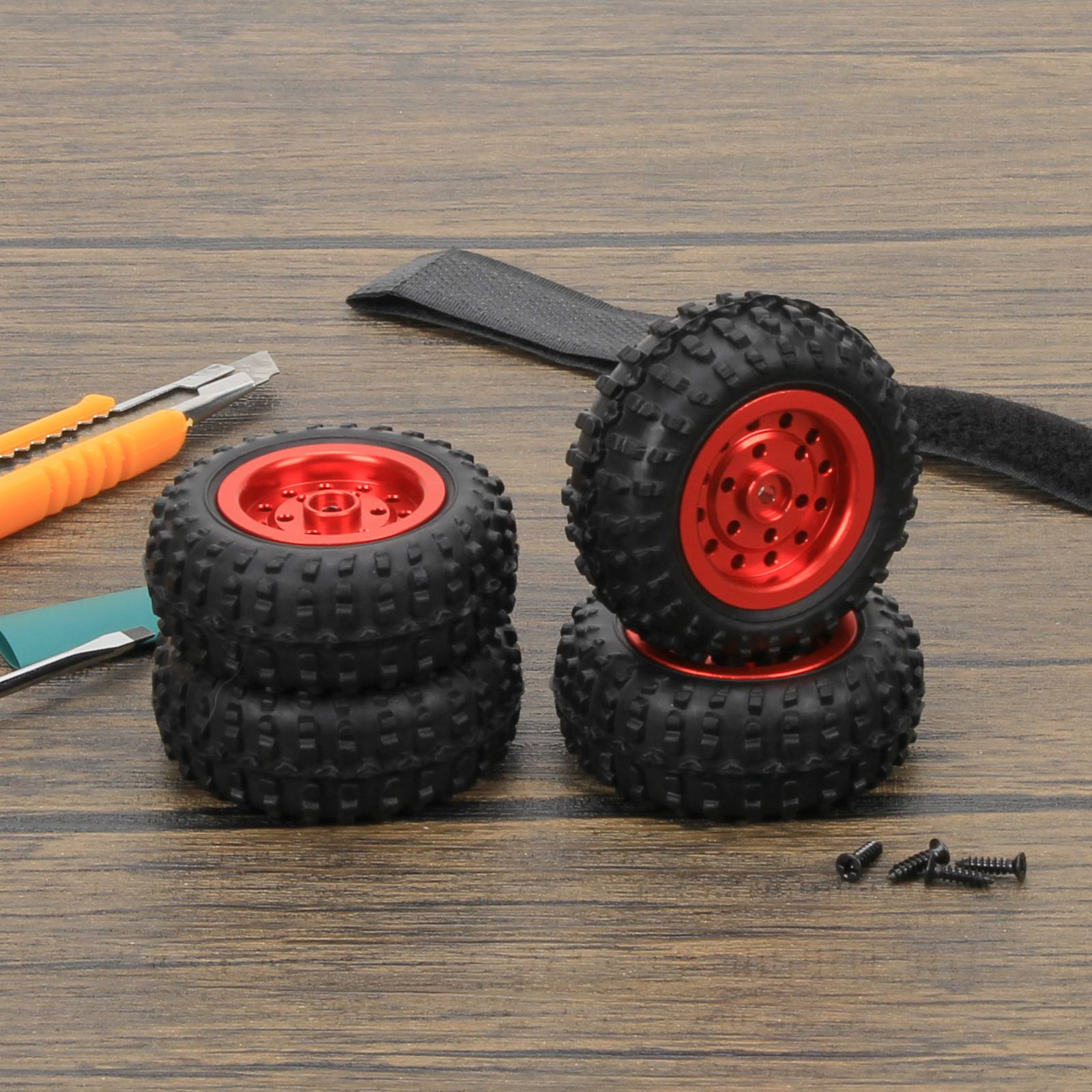 RCAWD 50mm Alloy Wheel Rubber Tire for RC WPL D12 Drift Truck - RCAWD