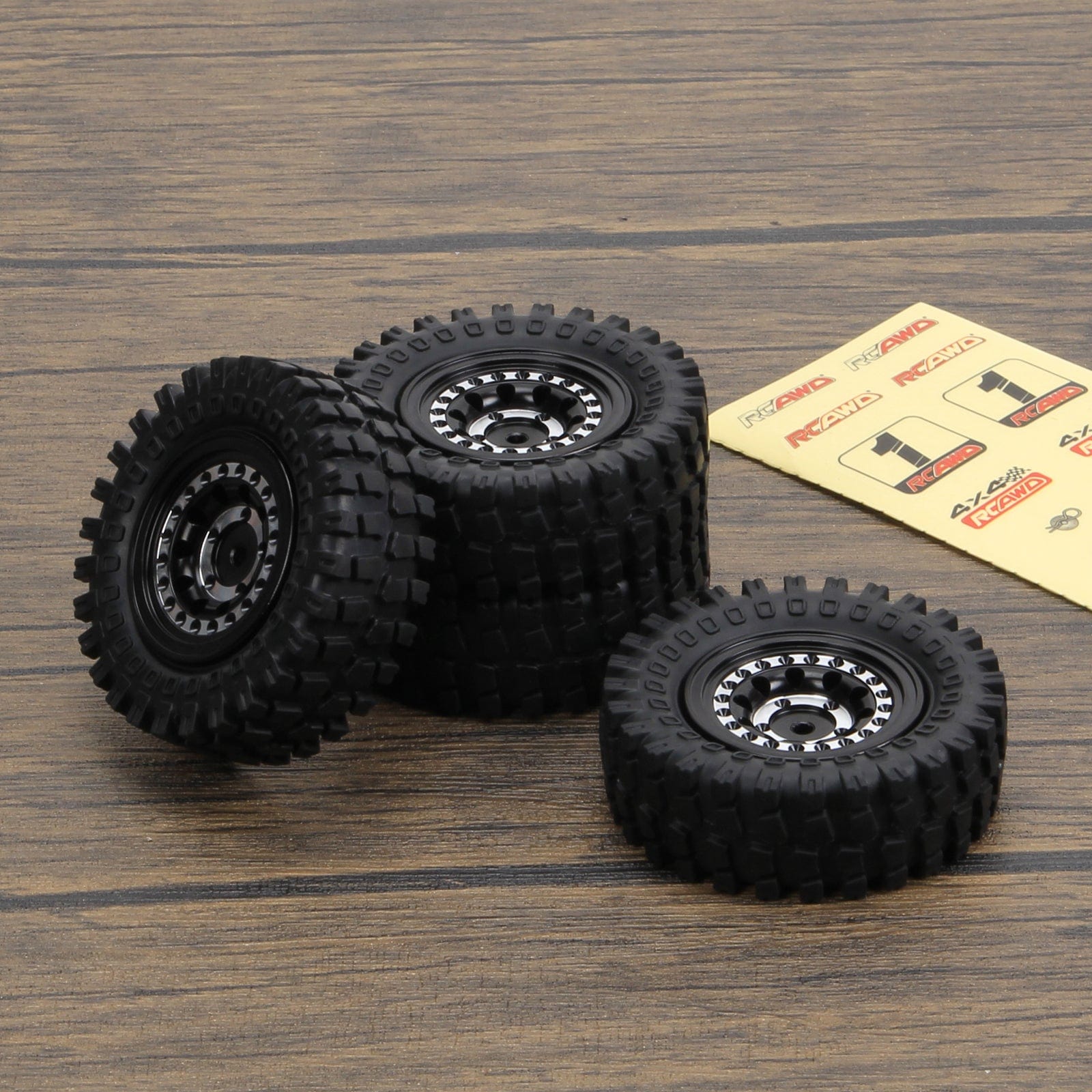 RCAWD 60*20mm Full Alloy 1.3" Beadlock Glue - free Wheel Tire Set for FMS FCX24 and SCX24 Crawlers - RCAWD