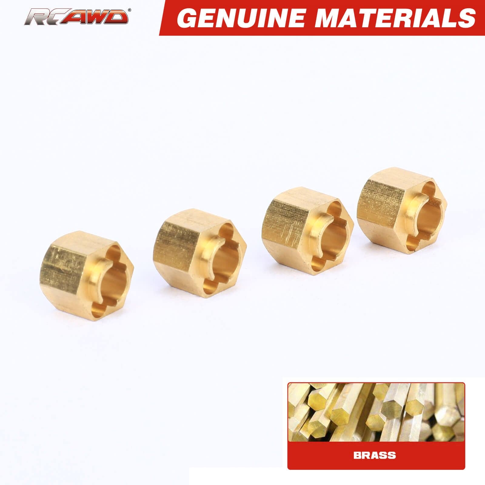RCAWD 7mm Brass Wheel Hex for Trx4m Upgrades - RCAWD