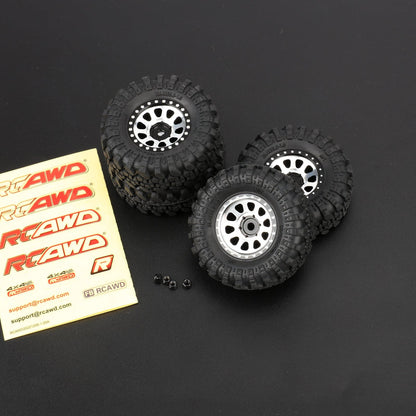 RCAWD Aluminum 1.0" Beadlock Wheels & Rock Crawling Tires Set for 1/24 RC Crawlers - RCAWD