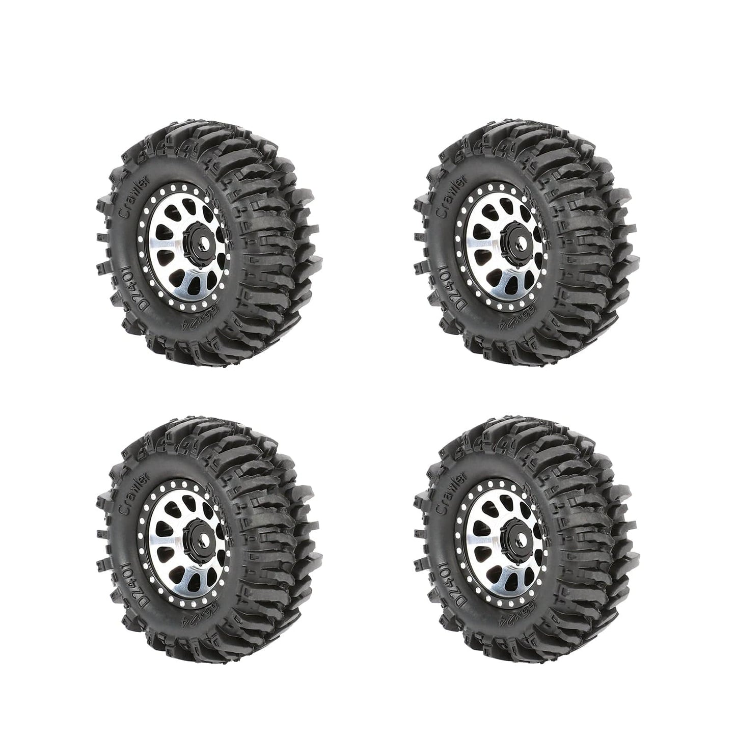 RCAWD Aluminum 1.0" Beadlock Wheels & Rock Crawling Tires Set for 1/24 RC Crawlers - RCAWD