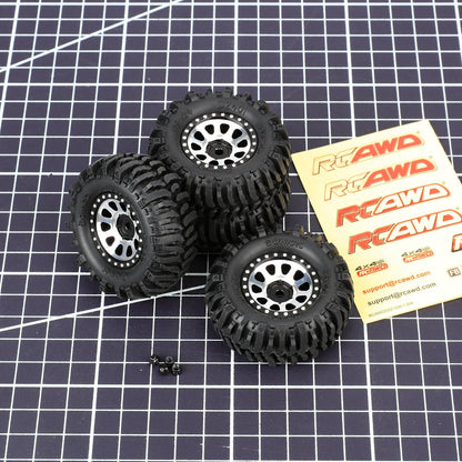 RCAWD Aluminum 1.0" Beadlock Wheels & Rock Crawling Tires Set for 1/24 RC Crawlers - RCAWD