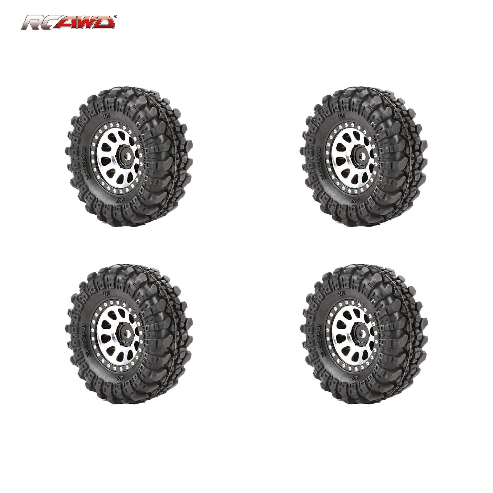 RCAWD Aluminum 1.0" Beadlock Wheels & Rock Crawling Tires Set for 1/24 RC Crawlers - RCAWD