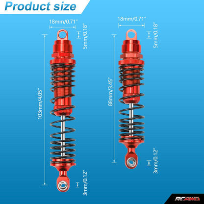 RCAWD Aluminum Big Bore Shocks Absorber oil - filled type for 1/10 Slash 2wd Upgrades - RCAWD