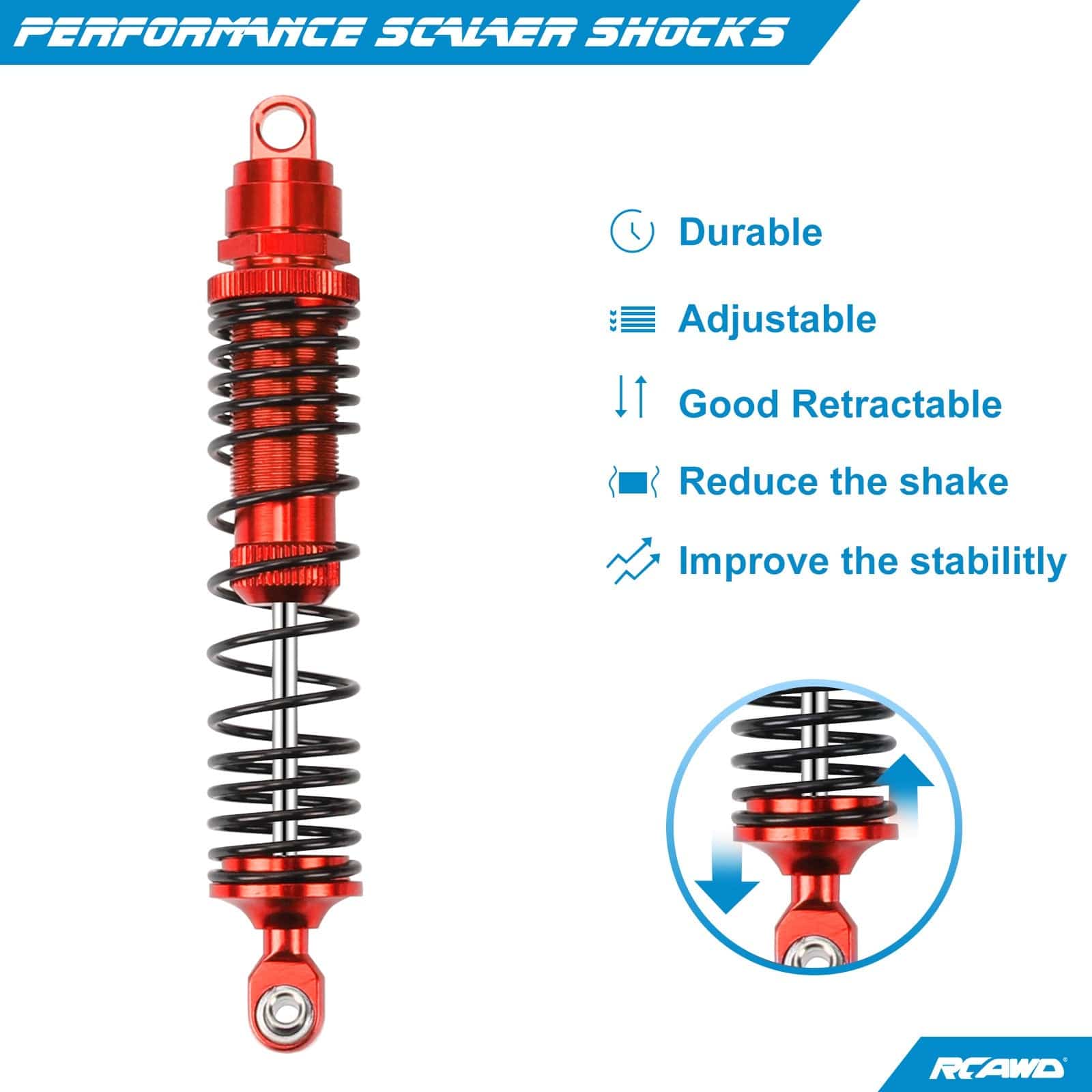 RCAWD Aluminum Big Bore Shocks Absorber oil - filled type for 1/10 Slash 2wd Upgrades - RCAWD